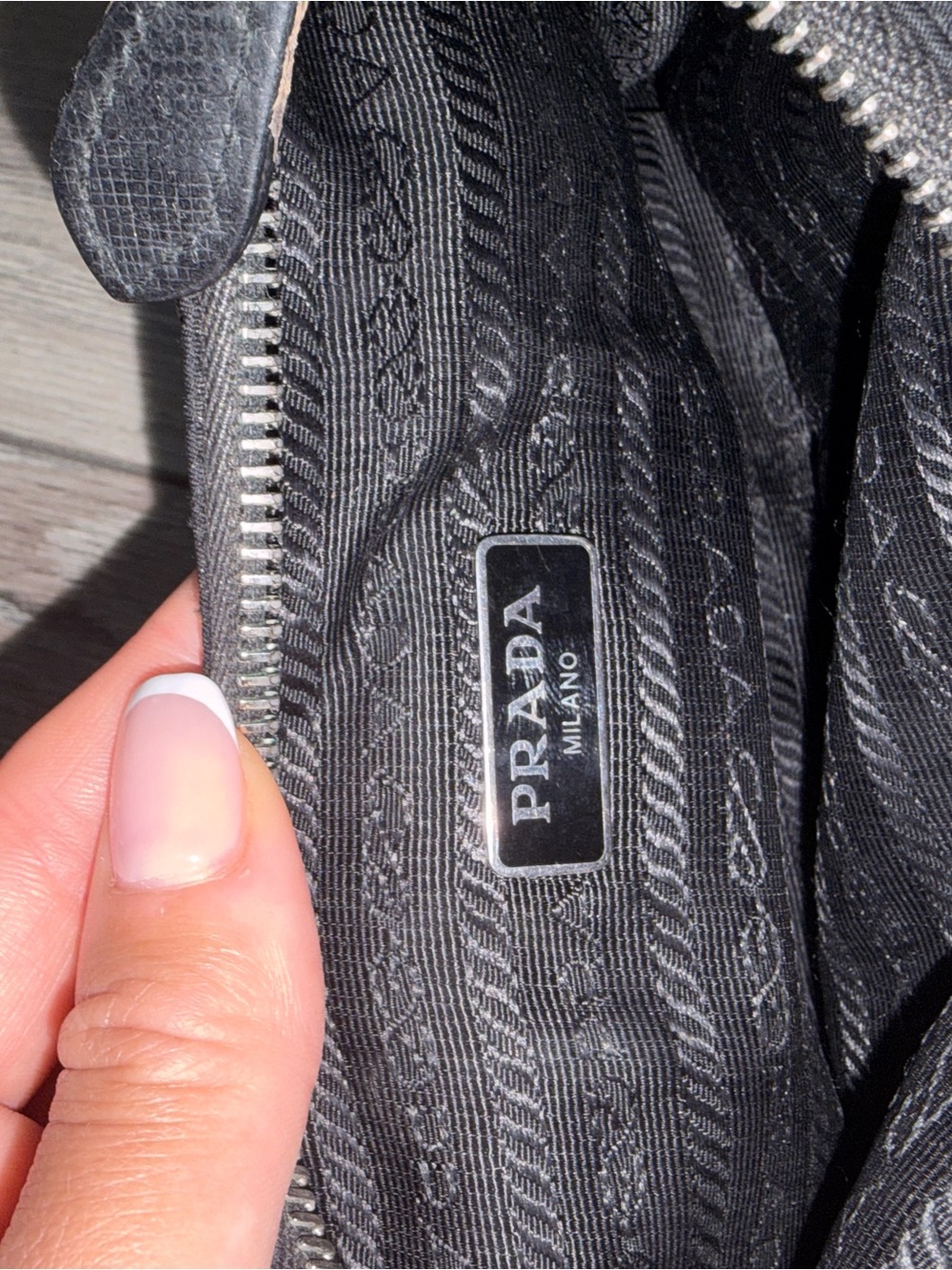 Prada Black Nylon Shoulder Bag with Chain Handle - Picture 6 of 6